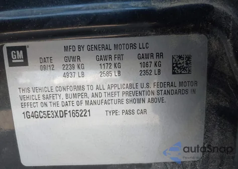 2013 Buick Lacrosse из США, поврежденный, VIN 1G4GC5E3XDF165221